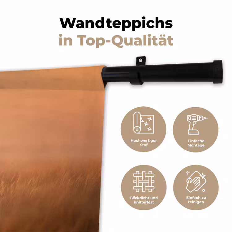 Paard - Grasveld - Zonsondergang Wandkleed katoen klein -tsfeer2_DE