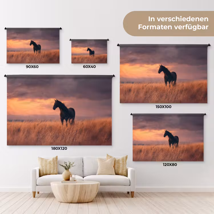 Paard - Wolken - Open veld Wandkleed katoen klein -tsfeer8_DE
