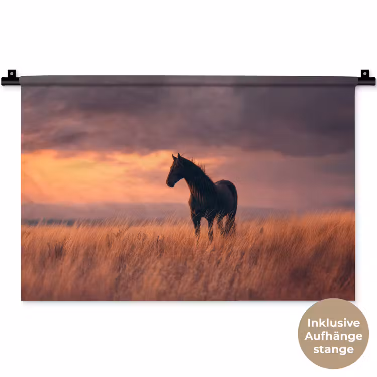 Paard - Wolken - Open veld Wandkleed katoen klein -t3d_DE