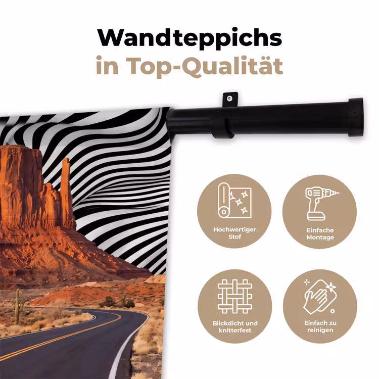 Wandteppich - Pferd – Wüste – Natur - Paard - Woestijn - Natuur Wandkleed katoen klein