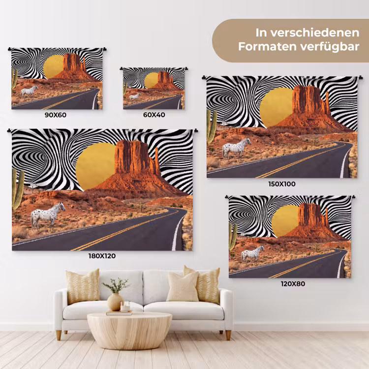 Wandteppich - Pferd – Wüste – Natur - Paard - Woestijn - Natuur Wandkleed katoen klein
