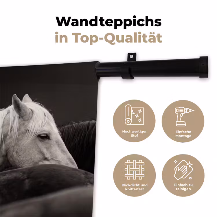 Paarden - Zwart - Wit - Kudde Wandkleed katoen klein -tsfeer2_DE