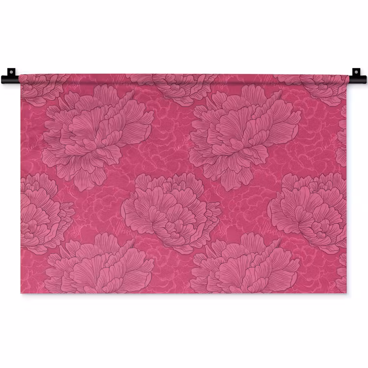 Pioenrozen - Energiek - Roze Wandkleed katoen klein 269 -zz3d