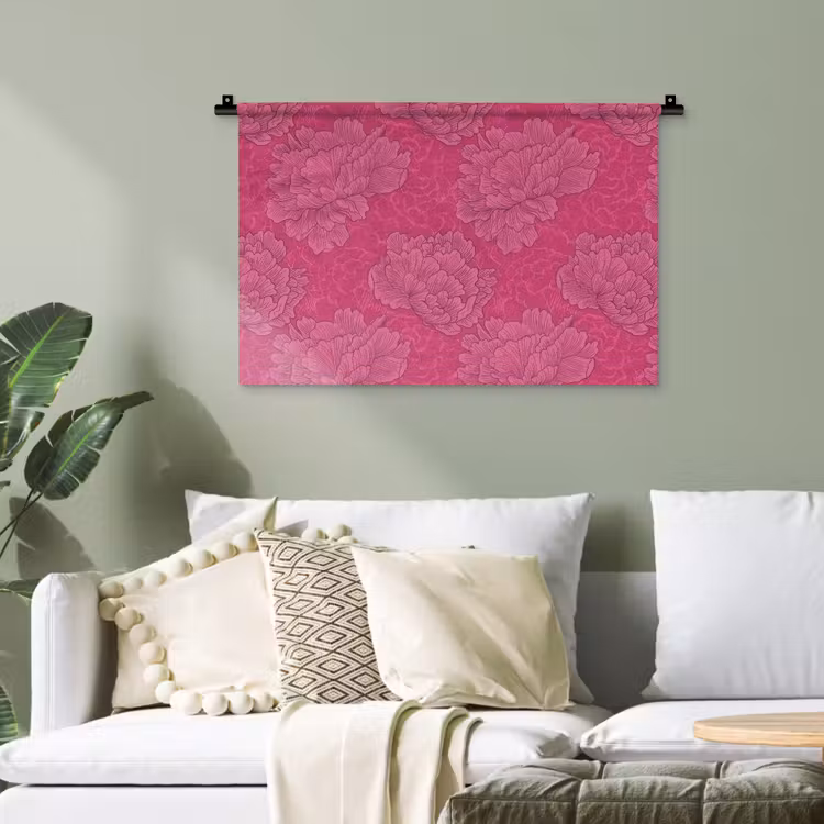 Pioenrozen - Energiek - Roze Wandkleed katoen klein 269 -sfeer7