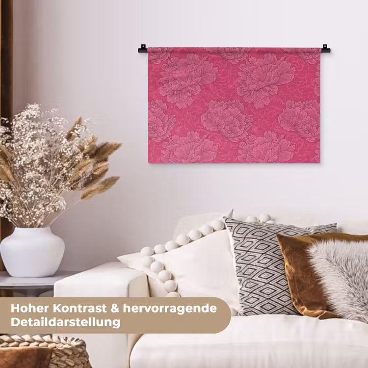 Pioenrozen - Energiek - Roze Wandkleed katoen klein 269 -tsfeer1_DE