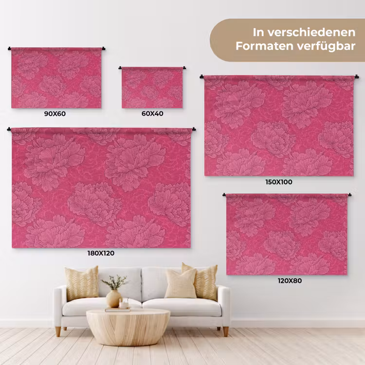Pioenrozen - Energiek - Roze Wandkleed katoen klein 269 -tsfeer8_DE