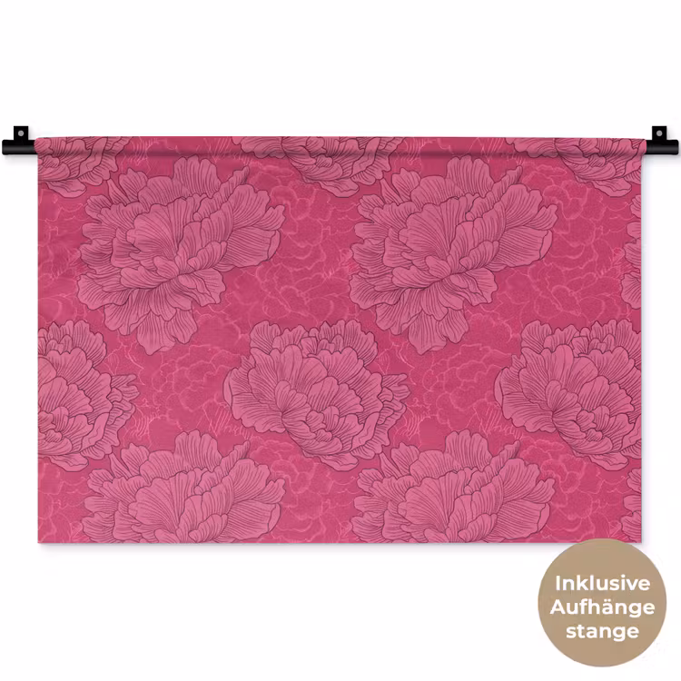 Pioenrozen - Energiek - Roze Wandkleed katoen klein 269 -t3d_DE