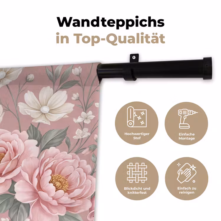 Pioenrozen - Vingerhoedskruid - Pink Wandkleed katoen klein -tsfeer2_DE