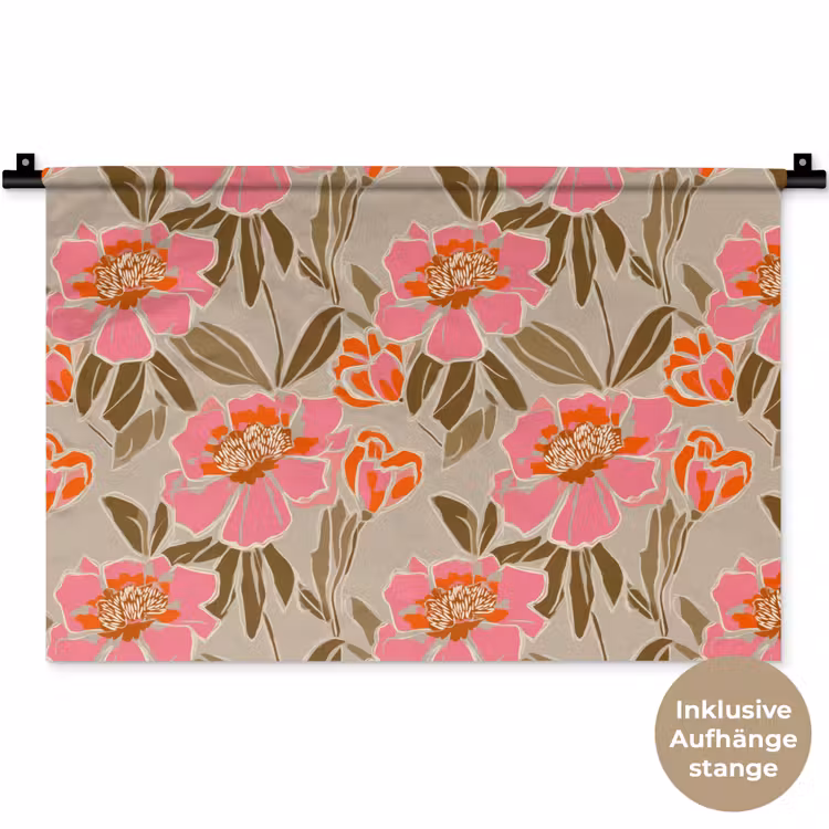 Pioenrozen - Patroon - Roze Wandkleed katoen klein 269 -t3d_DE