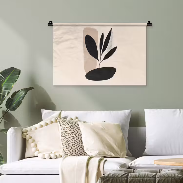 Plant - Beige - Japandi Wandkleed katoen klein -sfeer7