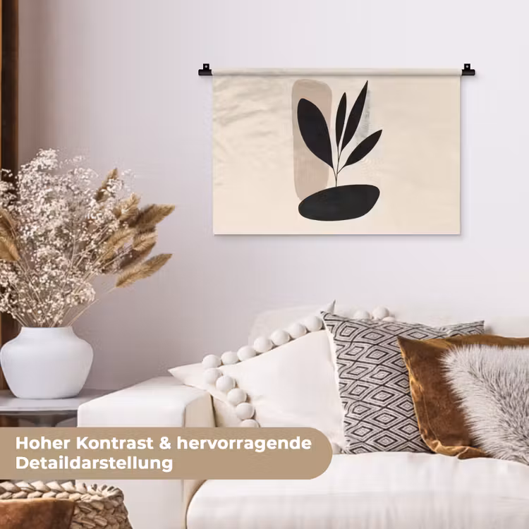 Plant - Beige - Japandi Wandkleed katoen klein -tsfeer1_DE