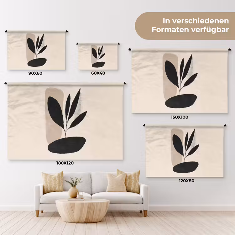 Plant - Beige - Japandi Wandkleed katoen klein -tsfeer8_DE