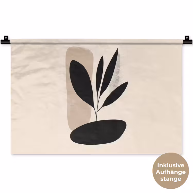 Plant - Beige - Japandi Wandkleed katoen klein -t3d_DE