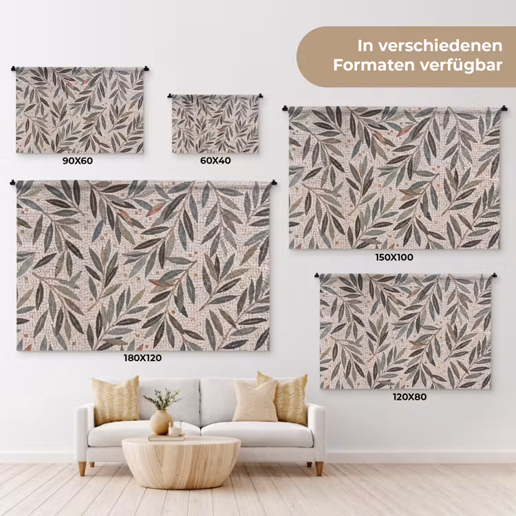 Plant - Blad - Mozaïek - Groen Wandkleed katoen klein -tsfeer8_DE