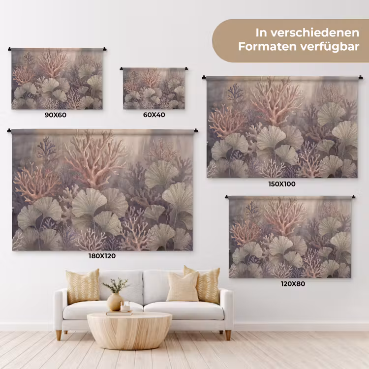 Plant - Bladeren - Zee - Illustratie - Groen Wandkleed katoen klein -tsfeer8_DE