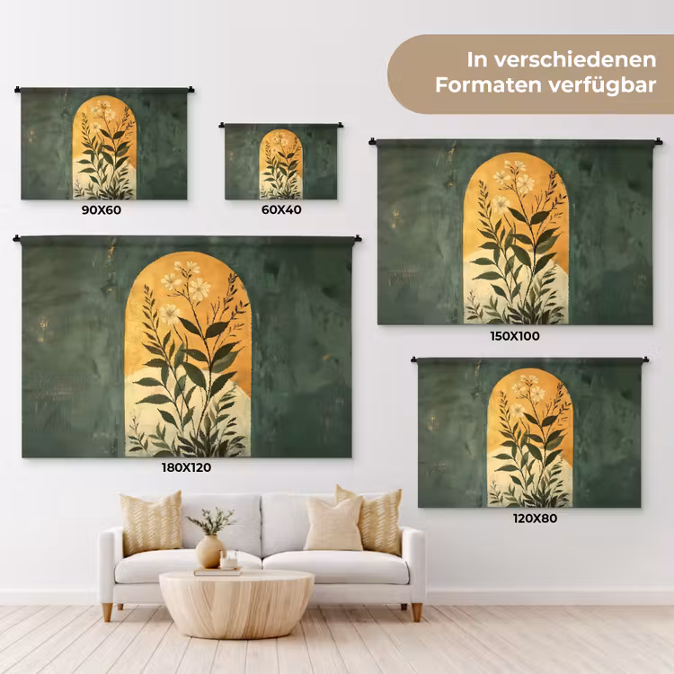 Plant - Bloemen - Wit Wandkleed katoen klein -tsfeer8_DE