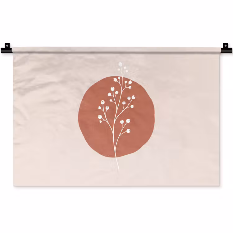 Plant - Tak - Abstract - Modern - Wit Wandkleed katoen klein -zz3d