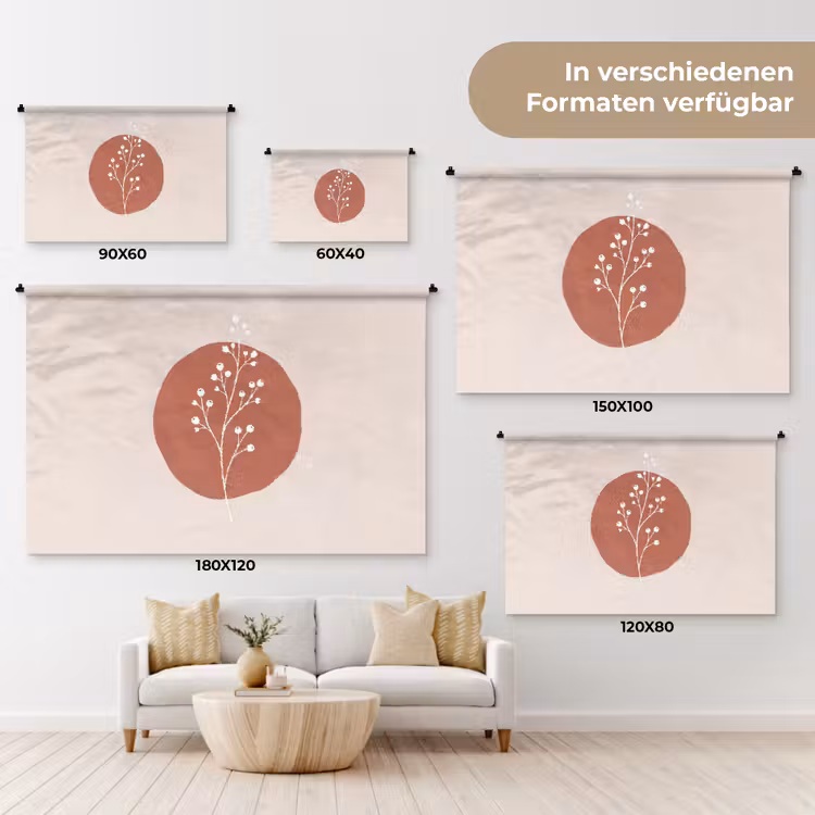 Plant - Tak - Abstract - Modern - Wit Wandkleed katoen klein -tsfeer8_DE