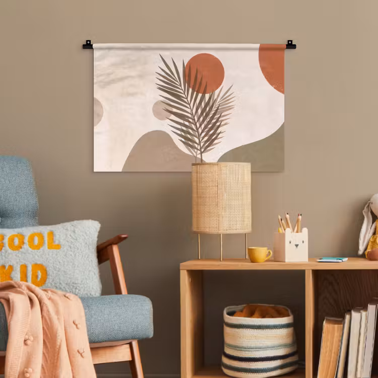 Planten - Bladeren - Abstract - Modern - Beige Wandkleed katoen klein -wsfeer4_kind
