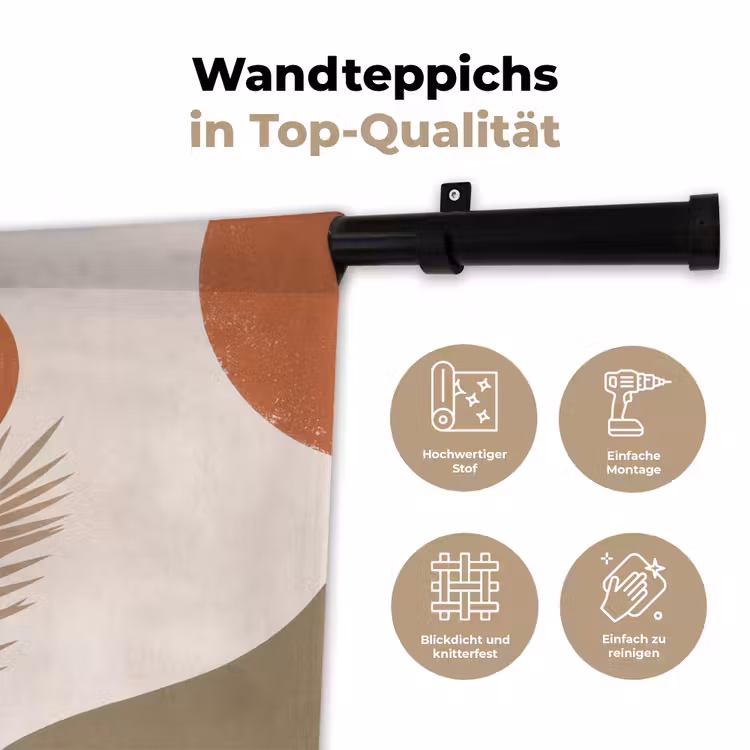 Planten - Bladeren - Abstract - Modern - Beige Wandkleed katoen klein -tsfeer2_DE