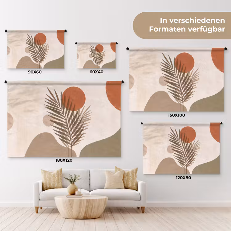 Planten - Bladeren - Abstract - Modern - Beige Wandkleed katoen klein -tsfeer8_DE