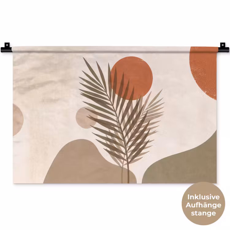 Planten - Bladeren - Abstract - Modern - Beige Wandkleed katoen klein -t3d_DE