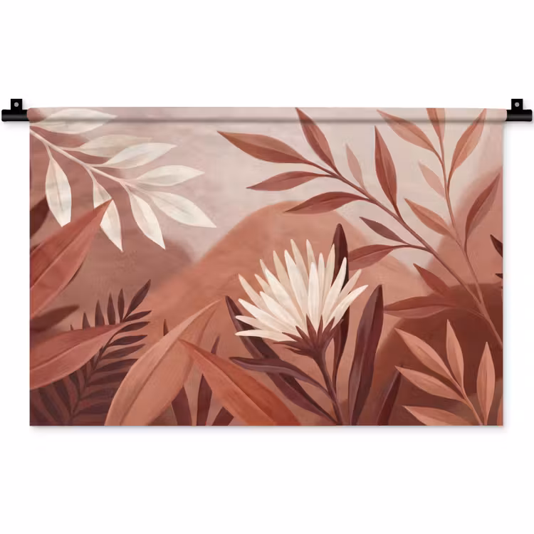 Planten - Bladeren - Botanisch - Modern - Bruin Wandkleed katoen klein -zz3d