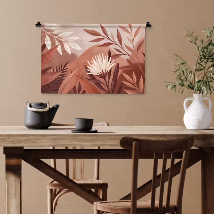 Planten - Bladeren - Botanisch - Modern - Bruin Wandkleed katoen klein -sfeer6