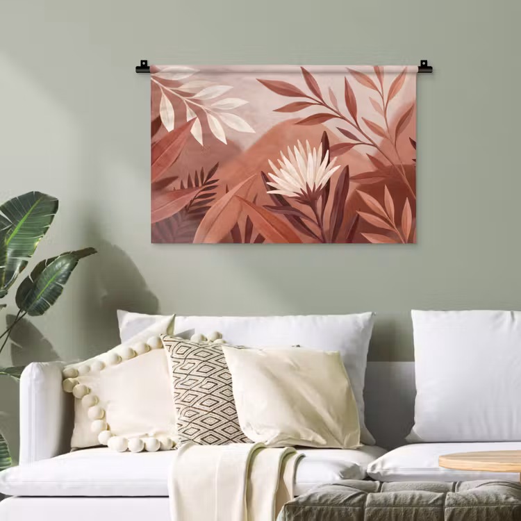 Planten - Bladeren - Botanisch - Modern - Bruin Wandkleed katoen klein -sfeer7