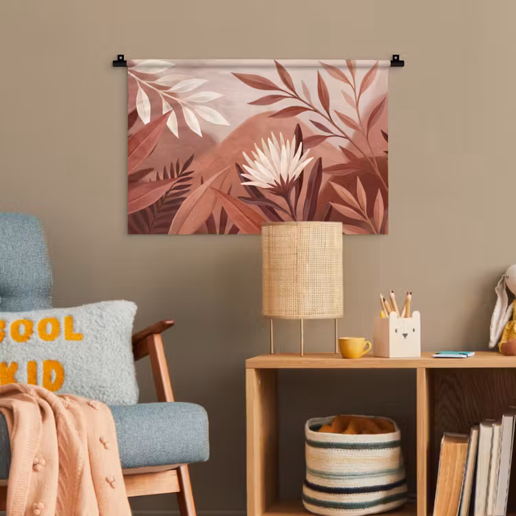 Planten - Bladeren - Botanisch - Modern - Bruin Wandkleed katoen klein -wsfeer4_kind