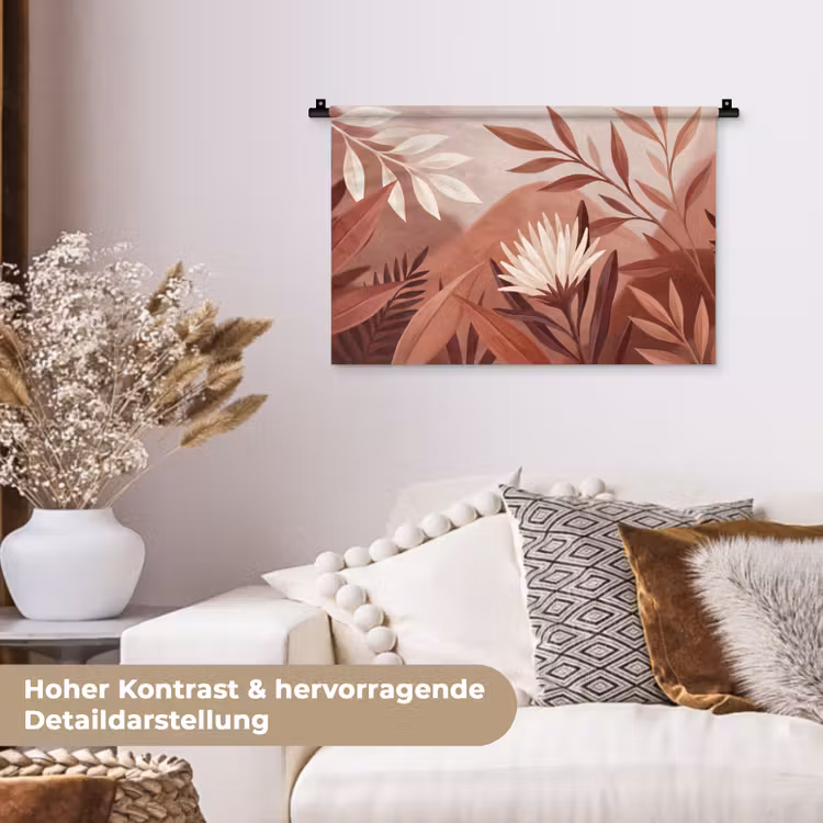 Planten - Bladeren - Botanisch - Modern - Bruin Wandkleed katoen klein -tsfeer1_DE