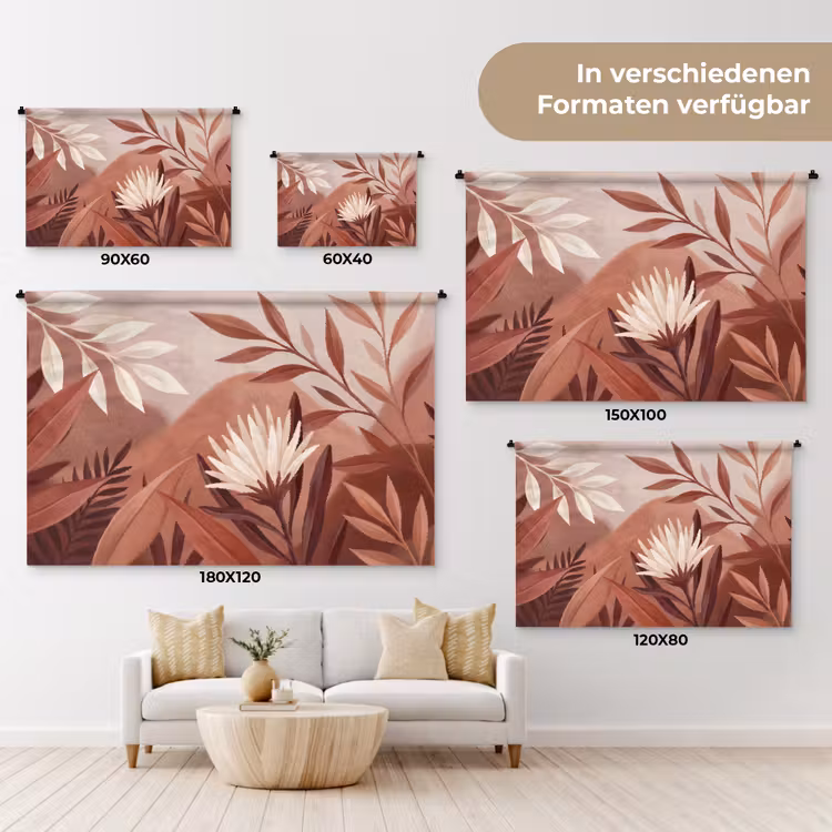 Planten - Bladeren - Botanisch - Modern - Bruin Wandkleed katoen klein -tsfeer8_DE
