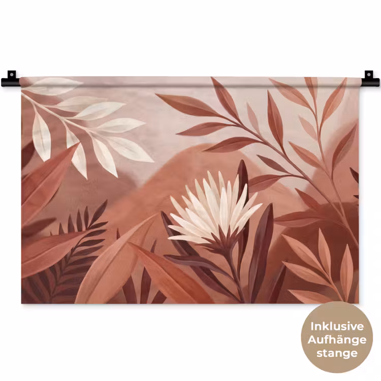 Planten - Bladeren - Botanisch - Modern - Bruin Wandkleed katoen klein -t3d_DE