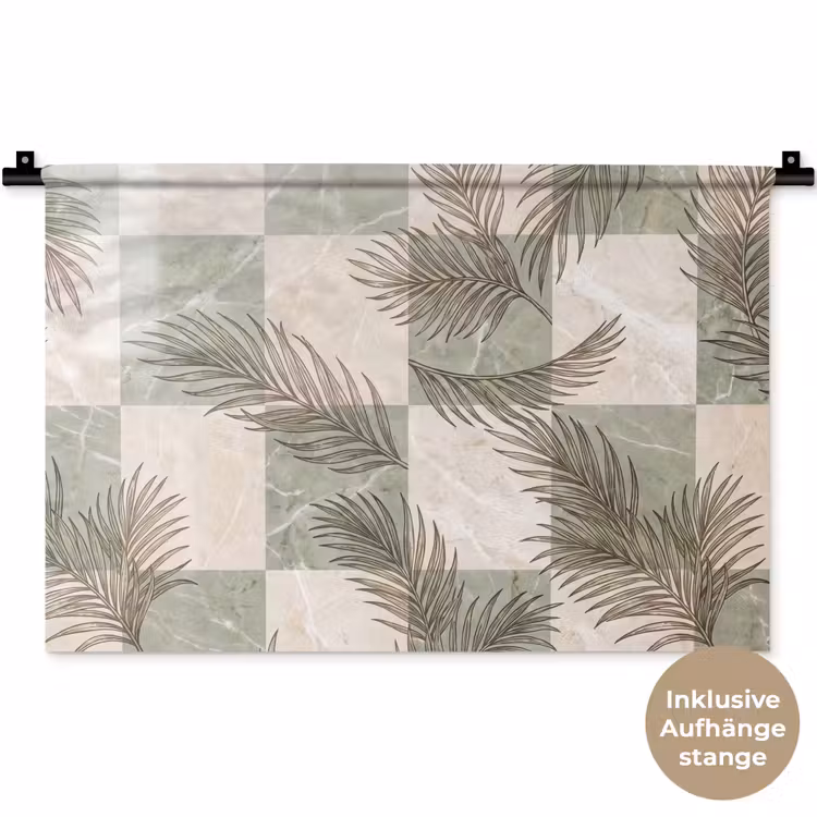 Planten - Bladeren - Marmer - Modern - Groen Wandkleed katoen klein -t3d_DE