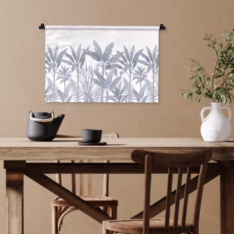 Planten - Bladeren - Natuur - Grijs Wandkleed katoen klein -sfeer6