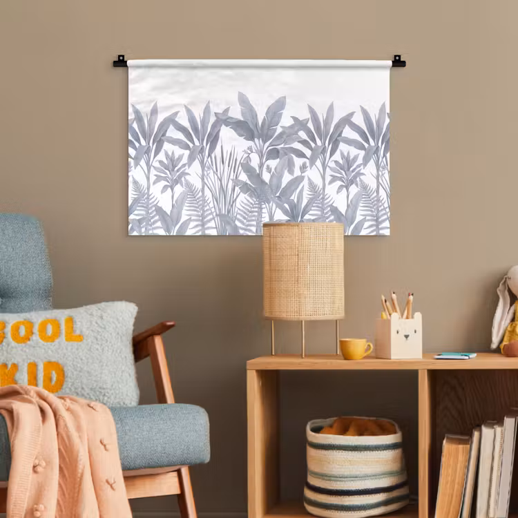 Planten - Bladeren - Natuur - Grijs Wandkleed katoen klein -wsfeer4_kind