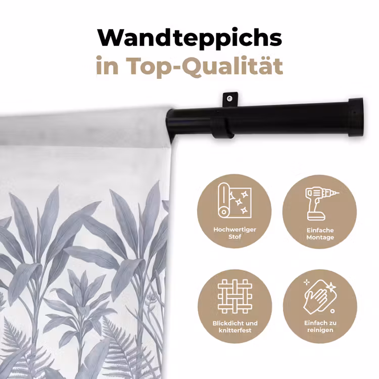 Planten - Bladeren - Natuur - Grijs Wandkleed katoen klein -tsfeer2_DE