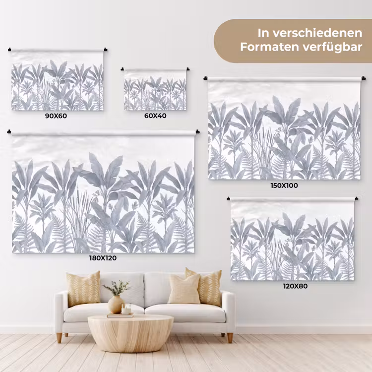 Planten - Bladeren - Natuur - Grijs Wandkleed katoen klein -tsfeer8_DE