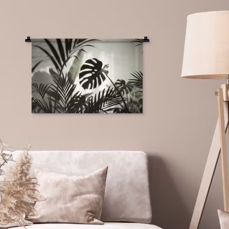 Planten - Bladeren - Natuur - Minimalistisch - Groen Wandkleed katoen klein -sfeer4