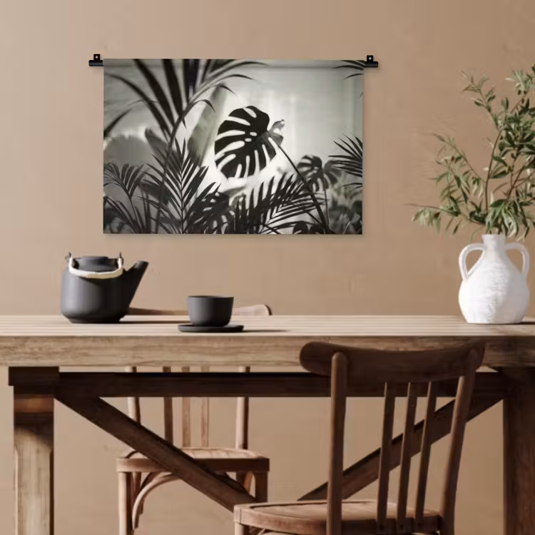Planten - Bladeren - Natuur - Minimalistisch - Groen Wandkleed katoen klein -sfeer6