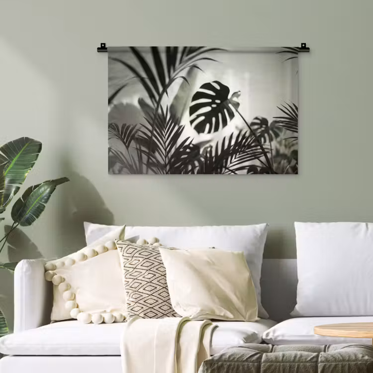 Planten - Bladeren - Natuur - Minimalistisch - Groen Wandkleed katoen klein -sfeer7