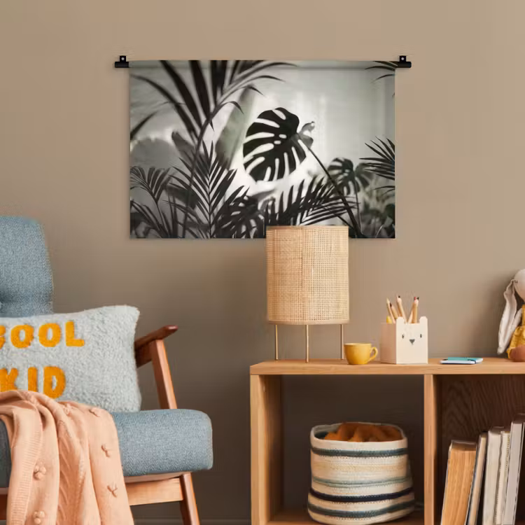 Planten - Bladeren - Natuur - Minimalistisch - Groen Wandkleed katoen klein -wsfeer4_kind
