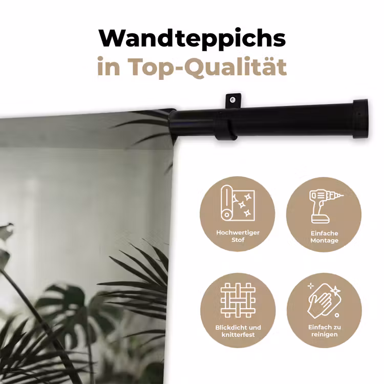 Planten - Bladeren - Natuur - Minimalistisch - Groen Wandkleed katoen klein -tsfeer2_DE