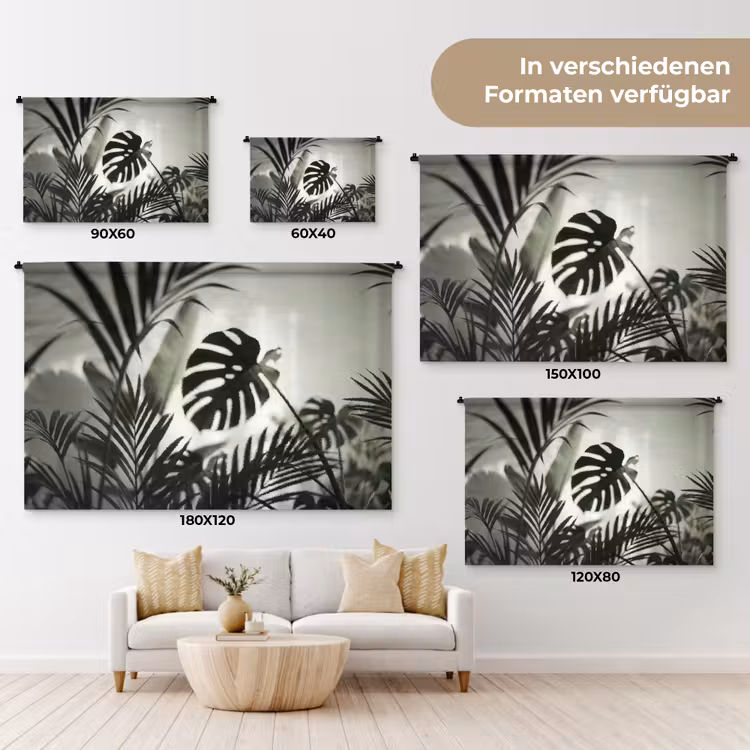 Planten - Bladeren - Natuur - Minimalistisch - Groen Wandkleed katoen klein -tsfeer8_DE