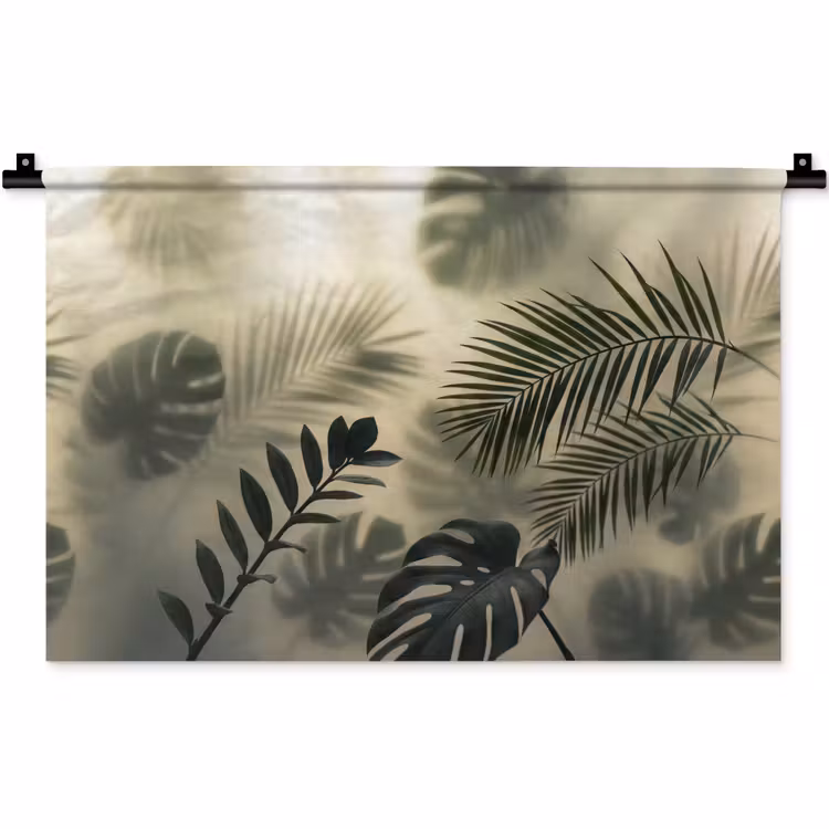 Planten - Bladeren - Schaduwen - Groen - Modern Wandkleed katoen klein -zz3d