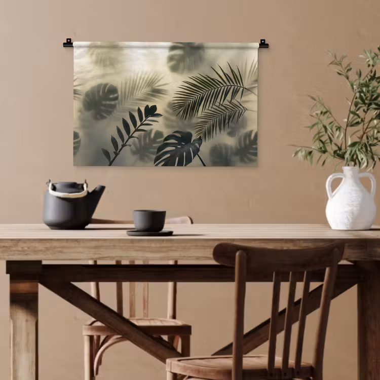 Planten - Bladeren - Schaduwen - Groen - Modern Wandkleed katoen klein -sfeer6