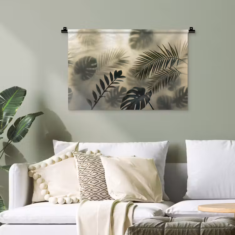 Planten - Bladeren - Schaduwen - Groen - Modern Wandkleed katoen klein -sfeer7