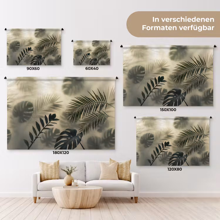 Planten - Bladeren - Schaduwen - Groen - Modern Wandkleed katoen klein -tsfeer8_DE