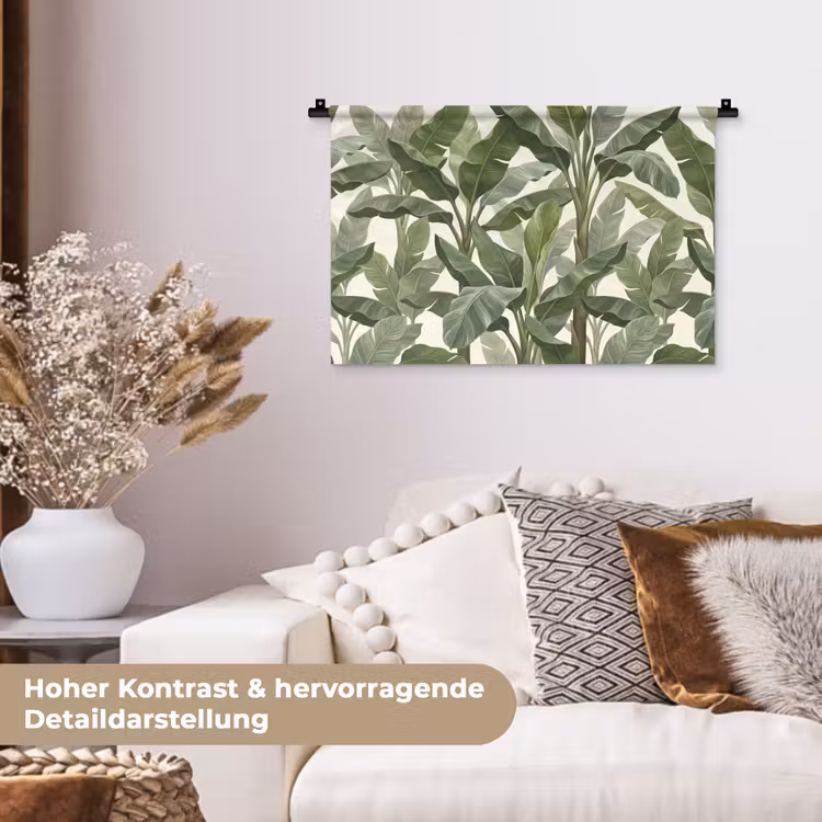 Planten - Bladeren - Tropisch - Groen Wandkleed katoen klein -tsfeer1_DE
