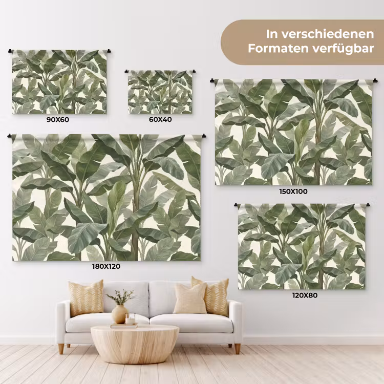 Planten - Bladeren - Tropisch - Groen Wandkleed katoen klein -tsfeer8_DE
